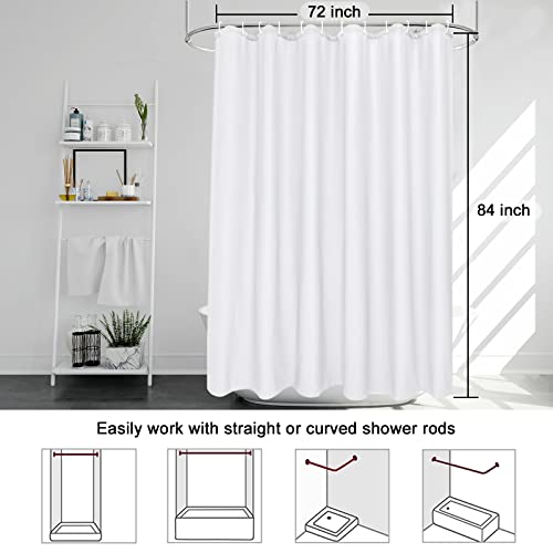 EurCross Extra Long Fabric Shower Curtain Liner 84 inches Long Length, Light in Machine Washable Water-Repellent Solid White Shower Curtain Liner for Bathroom 72 x 84inch - color: White, size: 72"W x 84"L (Pack of 1)