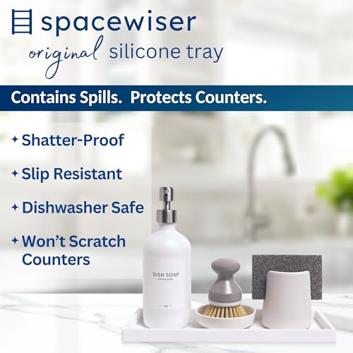 Silicone Countertop & Vanity Bathroom Tray – 2 PC 11.7" | Bathroom Tray Set, Bathroom Tray Countertop, Bathroom Counter Tray, Dish Soap Kitchen Tray & Bathroom Organizer Countertop - color: White, size: 2 PC Large - 11.7”
