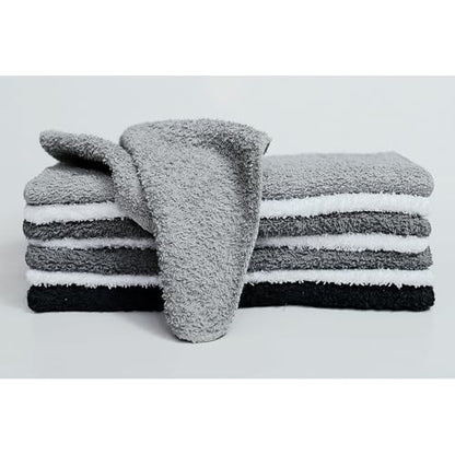MA'INSTAYS 18 Pack Assorted Cotton Terry Thin Washcloths Rags (2 Packs Multi Gray)