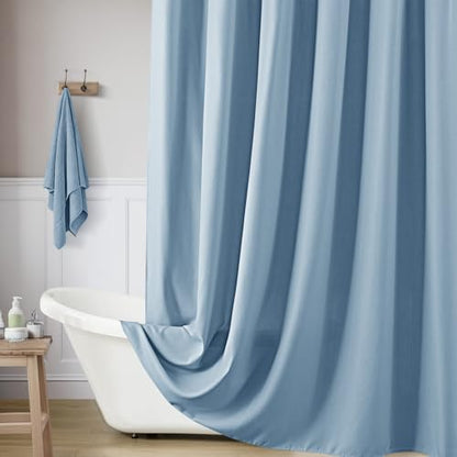 Linen Shower Curtain with 6 Hooks Modern Heavy Duty Washable Fabric Curtain Set Waterproof Thick Cloth Shower Curtains for Bathroom Bathtub Washable, W36*L70, Blue Gray - color: Blue Gray, size: 36"W x 70"L (Pack of 1)