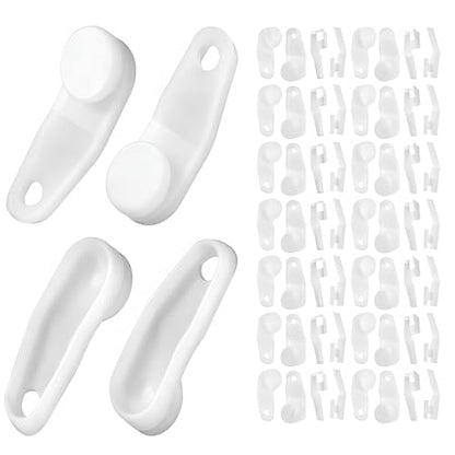 Pangda 50 Pieces Curtain Track Glider Hooks White Plastic Curtain Rod Hooks Sturdy Drapery Slides Smooth Sliding for Window Door Shower Accessories