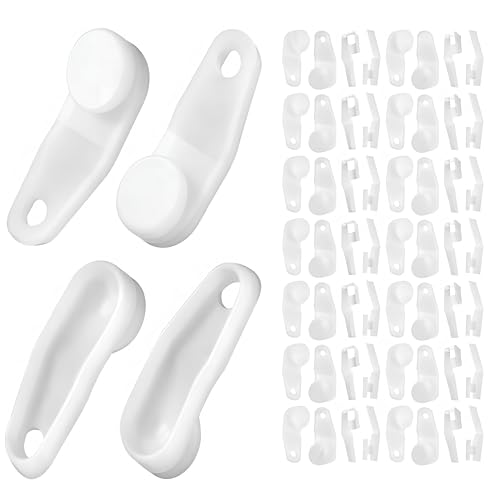 Pangda 50 Pieces Curtain Track Glider Hooks White Plastic Curtain Rod Hooks Sturdy Drapery Slides Smooth Sliding for Window Door Shower Accessories