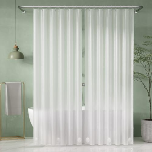 AmazerBath Shower Curtain Liner 2 Pack, 72 x 96 Inches Extra Long PEVA Plastic Shower Liner with Heavy Duty Stones and 12 Rustproof Metal Grommet, Lightweight Waterproof Shower Curtain - Frosted - color: Frosted, size: 72"W x 96"L (Pack of 2)