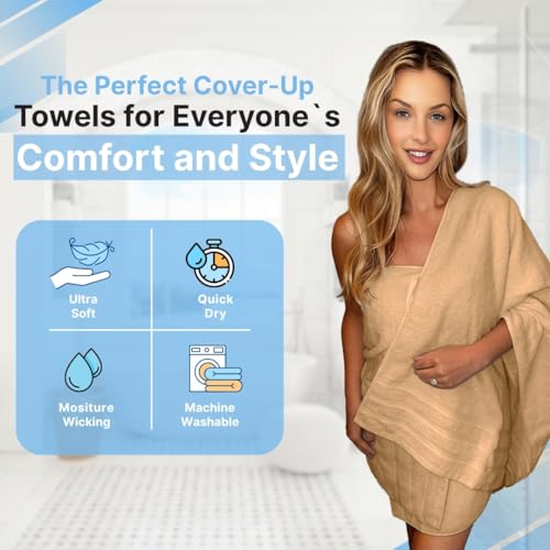 Infinitee Xclusives 100% Ring-Spun Cotton Bath Towels for Bathroom - Pack 2 | Luxury Super Soft, Absorbent & Quick-Drying |27x54 inches| Large Bathroom Towels Set |600 GSM| Gym, Shower, Spa & Hotel Use - color: Cosmic Sand