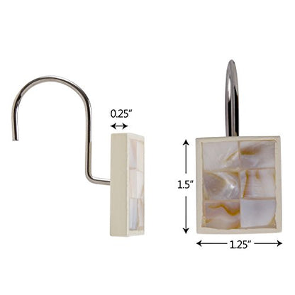 Creative Scents Milano Shower Curtain Hooks Decorative | Set of 12 | Mother of Pearl Shower Curtain Rings - style: Shower Curtain Hooks