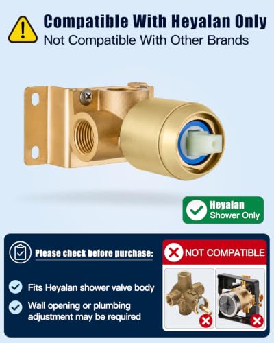 Heyalan 12 Inch Square Rain Shower Faucet Set with Valve, Brushed Gold | Female-thread 1/2-inch NPT connections, SUS304 shower head, brass rough-in valve, single-handle control Shower Set - color: Gold, size: 12 Inch Square Shower Head
