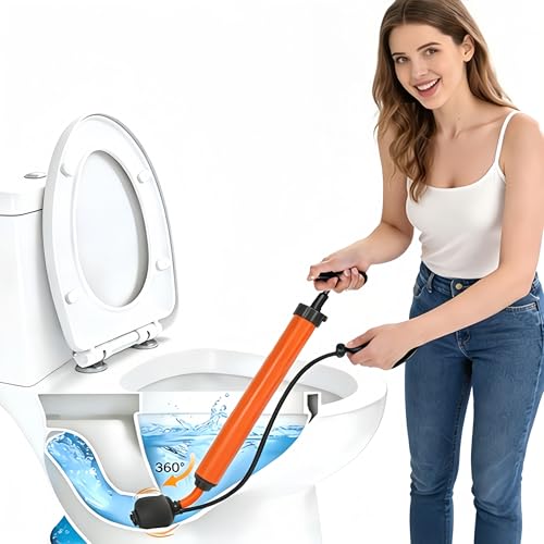 Manual Drain Unclogger, High Pressure Toilet Plunger: No-Splash, No Electricity, No Accessories, Pipe-Safe, Easy to Use, Reusable & Easy to Clean for Toilet, Sink, Bathtub, All Household Pipes - color: Orange