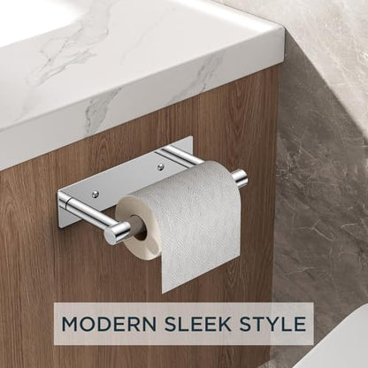 FORIOUS Commercial Toilet Paper Holder Wall Mount Bathroom Tissue Holder | Chrome | Adhesive or Screw | SUS304 Stainless Steel Rustproof | Pivoting Tissue Roll Holder | Square Base - color: Chrome