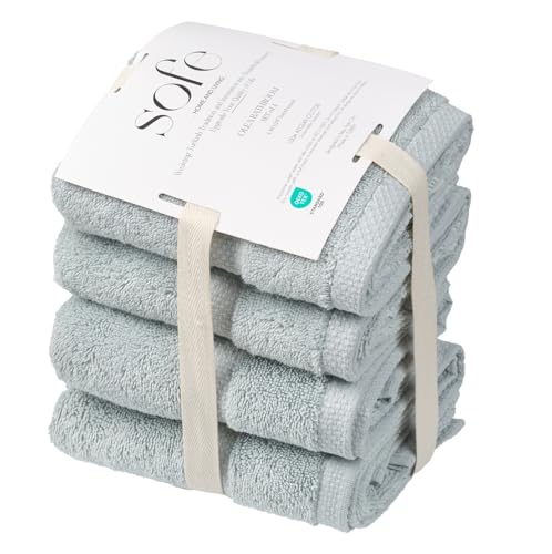SOFE H&L | Olea Luxury Turkish Cotton Hand Towels Set of 4 Light Blue | Premium, Soft, Durable, Absorbent | Hotel Quality Plush Towels and Thick Towel Sets - color: Light Blue, size: Set of 4 (4 Hand Towels)