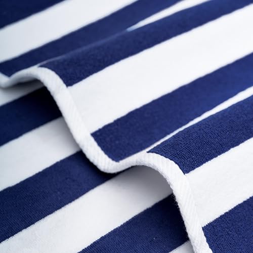 American Soft Linen Cabana Striped Beach Towels, 30x60 inch 4 Piece Oversize Pool Towels, Quick Drying Sand Free Swim Towels, Navy Blue - color: Navy Blue