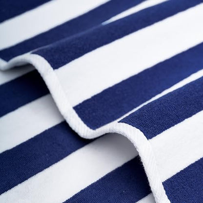 American Soft Linen Cabana Striped Beach Towels, 30x60 inch 4 Piece Oversize Pool Towels, Quick Drying Sand Free Swim Towels, Navy Blue - color: Navy Blue