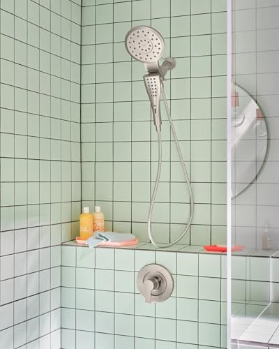 Moen 220C2EPSRN Verso Showerhead Combo, Magnetix, Brushed Nickel | Rain and handshower combo, Magnetix docking, Infiniti dial spray control, 60" hose, brushed nickel finish - color: Spot Resist Nickel