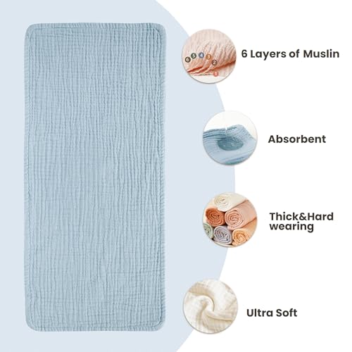 Konssy 6-Pack Thick Muslin Baby Burp Cloths, 6-Layer Ultra Soft Cotton | 100% Cotton, Burp Rags for Baby Drool & Messes, Wash Durable, Absorbent & Durable, Burping Cloths for Boys & Girls (Navy) - color: Navy