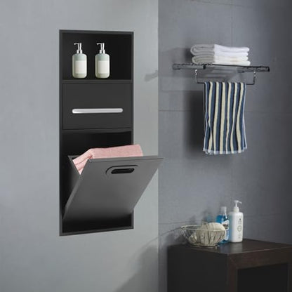 Recessed Toilet Paper Holder in Wall Tissue Toilet Roll Holder Stainless Steel recessed wall Niche Bathroom Toilet Paper Holder with Storage Cabinet for Kitchen Bedroom Hotel (26in-Black) - color: 26in-black