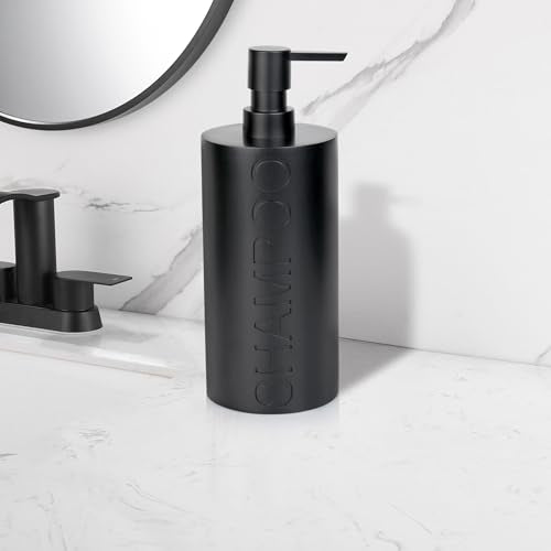 Matte Black Shampoo Dispenser Modern Refillable Pump Bottle with Embossed Text, Durable Resin Construction for Bathroom and Kitchen - color: Shampoo Black
