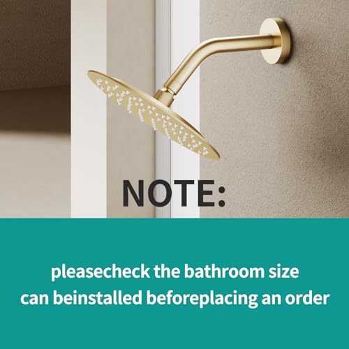 All Metal Rain Shower Head - Heavy Duty Stainless Steel, Easy Install, High Water Flow, Ultra-Thin Modern Design for Bathroom (F-Brushed Gold, 8) - color: Brushed Gold, size: 8