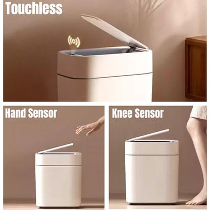 LALASTAR 2 Pack Automatic Trash Can Bathroom, Touchless Garbage Can with Lid, Slim Motion Sensor Waterproof Plastic Trash Bins for Bedroom Office Toilet, 2.3 Gallon, White+Grey Trim - color: White+Grey Trim