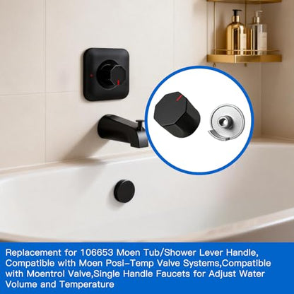 All Metal Replacement for Moen Tub/Shower Lever Handle, Compatible with Moen Posi Temp Shower Handle and for Cartridge,Single Handle Faucets for Adjust Water Volume and Temperature,Knob Black - color: Knob Black