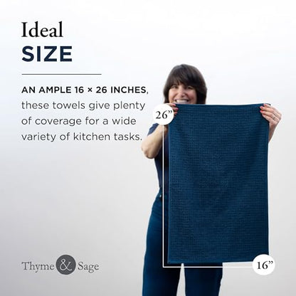 Thyme and Sage 100% Cotton Turkish Kitchen Hand Towels, Blueberry, 8 Pack | Premium Materials, 16"x26", Made in Turkey, Ultra Absorbent, 350 GSM - color: Blueberry, size: Pack of 8