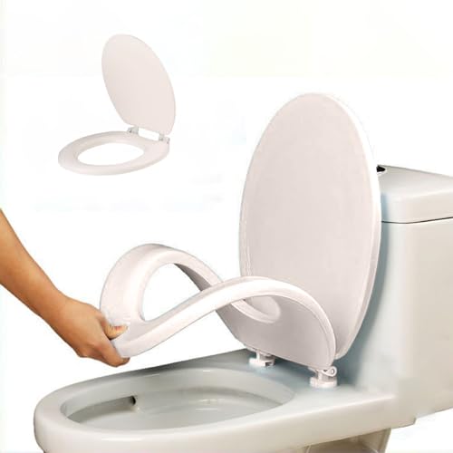 Toilet Seat Round, Toilet Seat with Quick-Release And Quick-Attach, Plastic Toilet Seat with Soft Close, Never Loosen, Easy Install and Clean, Fits Most Toilets - color: White