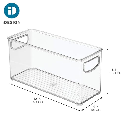 iDesign Plastic Stackable Pantry Bin, Set of 2, Clear | Storage Bin with Handles, For Cabinets or Fridge - style: Pack of 2