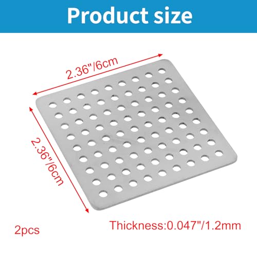 Square Drain Cover Grates,2.36" x 2.36" 304 Stainless Steel Drainage Grate Cover Replacement Floor Drain Strainer for Shower, Bathroom Floor, Balcony, and Outdoor Garden Drains -2pcs - size: 2.36" x 2.36"