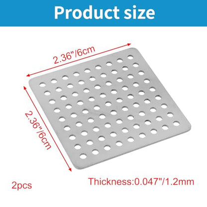 Square Drain Cover Grates,2.36" x 2.36" 304 Stainless Steel Drainage Grate Cover Replacement Floor Drain Strainer for Shower, Bathroom Floor, Balcony, and Outdoor Garden Drains -2pcs - size: 2.36" x 2.36"
