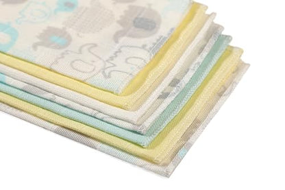 Deyzi Washcloths, 100% Cotton Ultra Soft Absorbent Wipes, Newborn Face Towel, Pack of 7, Reusable Quick Dry Baby Wipes for Sensitive Skin, 7 x 7 inches (Multi Color), Uni10