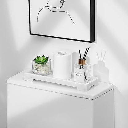 Luxspire Marble Tray for Soap Dispenser Perfume Jewelry, S, Marble White | 11 x 4 inch, non-slip waterproof resin, easy wipe clean, fits bath kitchen vanity, holds jewelry toiletries soap - color: B - White Marble, style: Small