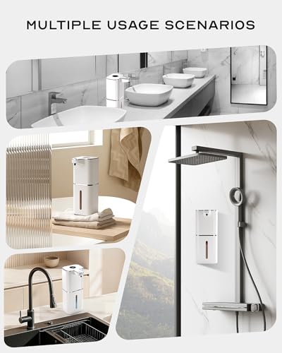 Automatic Soap Dispenser Touchless, 6-Level Adjustable,13.5oz/400ml Rechargeabled Wall Mounted Smart for Bathroom and Kitchen Dish Soap,White - size: Liquid