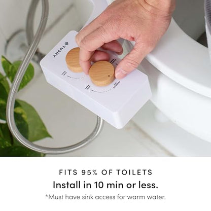 TUSHY Spa 3.0 Cool to Warm Water Bidet Attachment, Brushed Nickel | Universal Fit, Easy Install, Self-Cleaning, Adjustable Pressure and Angle Control, Sink Access Required Within 6 Feet - color: Brushed Nickel, style: Warm Water Optional