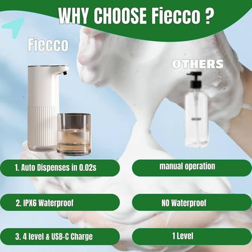 Automatic Soap Dispenser, Touchless Foaming Soap Dispenser Bathroom,Upgrade Hand & Dish Electric Dispenser 4-Level Adjustable Waterproof Wall Mount Kitchen Auto Soap Pump for Thin & Thick Liquid - color: White, style: Foam