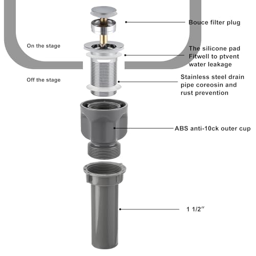 1 1/2" Bathroom Sink Pop-Up Drain Filter, Clog-Proof Filter, Sink Assembly with Overflow Outlet, Stainless Steel Sink Drain Plug（with Overflow Hole） - size: There are holes