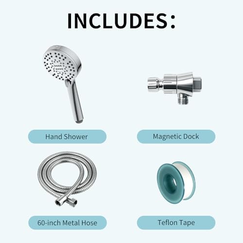 Magnetic Shower Head with Handheld Sprayer, High Pressure Handheld Shower Head with 6 Spray Modes, Chrome Finish - color: Chrome