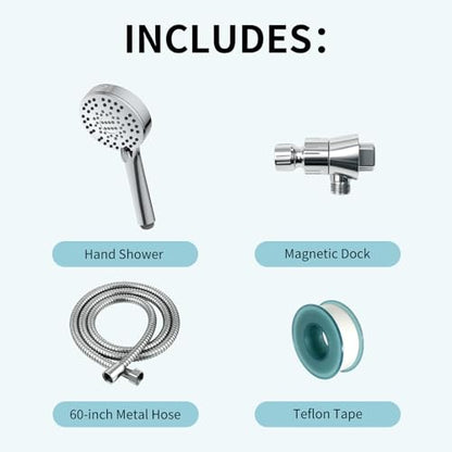 Magnetic Shower Head with Handheld Sprayer, High Pressure Handheld Shower Head with 6 Spray Modes, Chrome Finish - color: Chrome