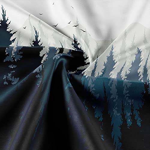 JAWO Stall Shower Curtain Fabric 36 X 72 Inch, Rustic Mountain Forest Scenery Small Shower Stall Curtain Bathroom Set with Hooks - color: Blue, size: 36"W x 72"L (Pack of 1)