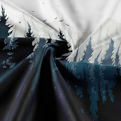 JAWO Stall Shower Curtain Fabric 36 X 72 Inch, Rustic Mountain Forest Scenery Small Shower Stall Curtain Bathroom Set with Hooks - color: Blue, size: 36"W x 72"L (Pack of 1)