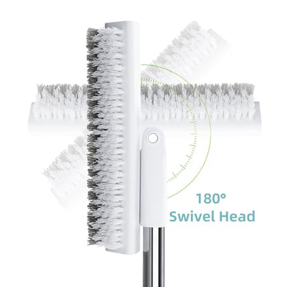 MOPALL Shower Bathtub Scrubber Brush for Cleaning with 55" Long Handle | Dual sided Stiff Bristle, 180° Rotatable V Shape Head, Heavy Duty Stainless Steel Handle, for Tile, Patio/Deck/Garage/Corner
