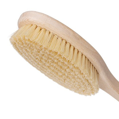 REDECKER Beechwood Bath and Shower Brush - Boar Bristle Back Brush Shower - 17-3/4 inch Handle for Hard-to-Reach Areas - Natural Pig Bristle Fibers Remove Dead Skin - Long Handled Bristle Shower Brush - size: 17-3/4-Inches