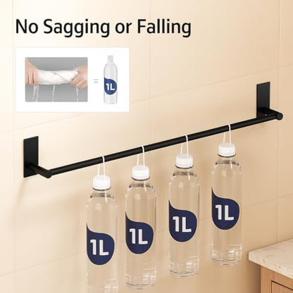 KES Bathroom Towel Bar Usable Length 24-Inch Adhesive Hand Towel Holder No Drill Wall Mounted SUS 304 Stainless Steel Matte Black, A7000S60B-BK - color: Matte Black, size: 23.6-Inch