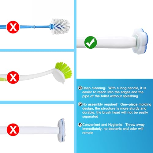 Disposable Toilet Brush Holder Set Toilet Wand (Pack of 2) Toilet Cleaner Scrubber with 24 Refills - size: 2 brushes+24 Refills