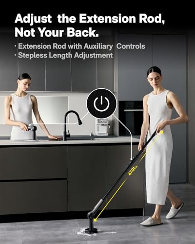 HOTO Flexi™ Cordless Electric Spin Scrubber, for Bathtub, Bathroom, Tile | Adjustable Angle, Extendable Handle, Smart Display, IPX7 Waterproof, Powerful Cleaning Scrubber with 8 Brush Heads