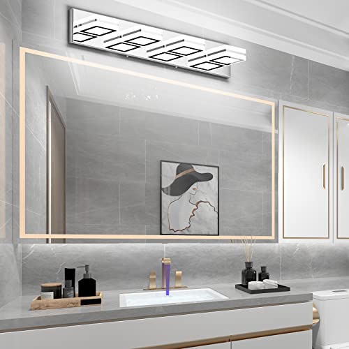 Ralbay Modern LED Bathroom Vanity Lights 4 Lights Up and Down Modern Chrome Bathoom Wall Lighting Over Mirror Rotatable Acrylic Stainless Steel Chrome Vanity Lights - color: Chrome, size: 4 Light