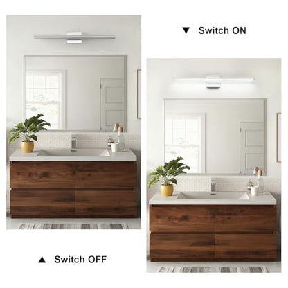 SineRise 32-Inch LED Modern Bathroom Vanity Light Bar, Chrome Modern Acrylic Bathroom Wall Lighting Fixtures Over Mirror (Cool White 6000K) - color: Chrome-Cool White, size: 32-Inch