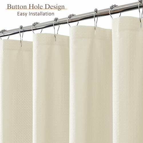 Aiyufeng Cream Shower Curtains for Bathroom，Dot Like Embossed Textured Waterproof Soft Polyester Cloth Shower Curtain，Hotel Spa Machine Washable，72Wx72L - color: Cream, size: 72"W x 72"L (Pack of 1)