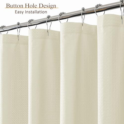 Aiyufeng Waterproof Fabric Shower Curtains for Bathroom，Dot Like Embossed Textured Soft Polyester Cloth Stall Shower Curtain，Hotel Luxury Quality Machine Washable，36Wx72L，Cream - color: Cream, size: 36"W x 72"L (Pack of 1)
