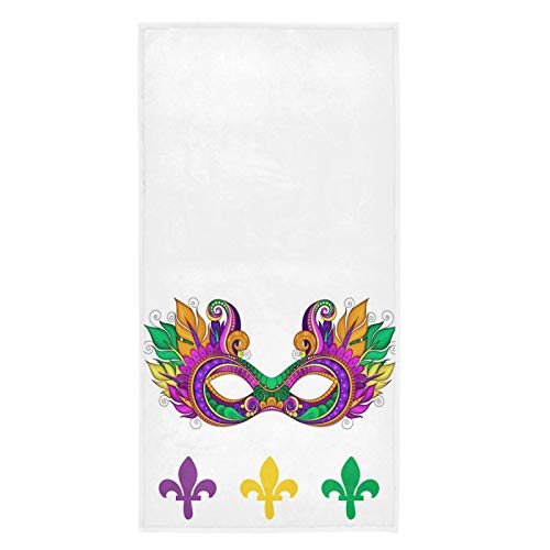 Naanle Beautiful Art Mardi Gras Carnival Soft Guest Large Home Decorative Hand Towels Multipurpose for Bathroom, Hotel, Gym and Spa (16 x 30 Inches,White) - color: #Mardi Gras