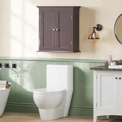 ChooChoo Bathroom Wall Cabinet with 2 Doors, Over The Toilet | 8.8"D x 21.1"W x 24"H, Medicine Cabinet, Adjustable Shelves, Cupboard, Espresso - color: Espresso, size: 8.8"D x 21.1"W x 24"H