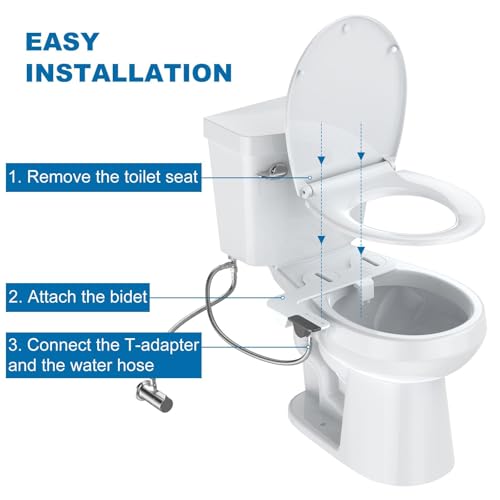 Bidet Attachment for Toilet, Non-Electric Bidet Self-Cleaning Dual Nozzle (Feminine/Rear Wash), Cold Water Bidets Sprayer for Existing Toilets Cover with Adjustable Pressure, Easy to Install, Grey - color: Dark Grey, style: EB011