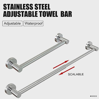 Towel Bar - Adjustable 304 Stainless Steel Towel Holder for Bathroom | Sturdy and Rustproof Wall Mounted Towel Rack for Bathroom Accessories(11.8inch-22.6inch) , Silver - color: Silver
